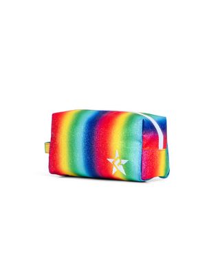 Bright Rainbow Rebel Makeup Bag with White Zipper