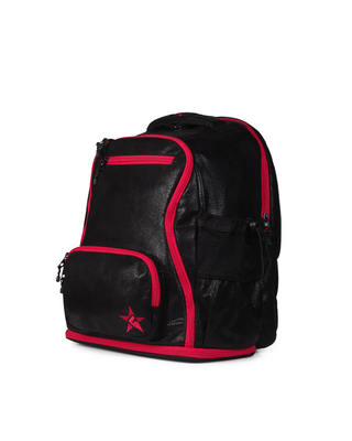 Black Faux Suede Rebel Dream Bag Plus with Red Zipper