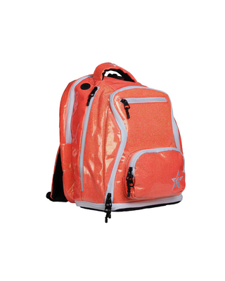 Glossy in Neon Orange Rebel Baby Dream Bag with White Zipper
