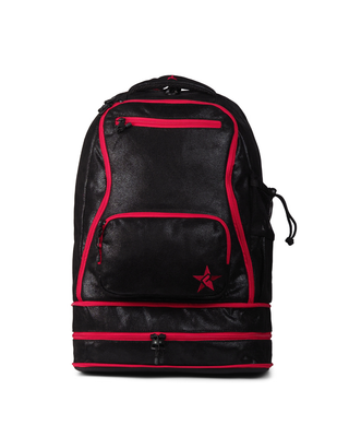 Black Faux Suede Rebel Dream Bag Plus with Red Zipper