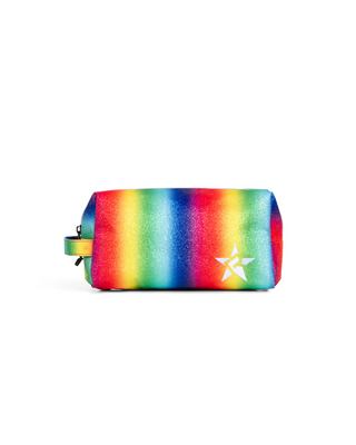 Bright Rainbow Rebel Makeup Bag with White Zipper