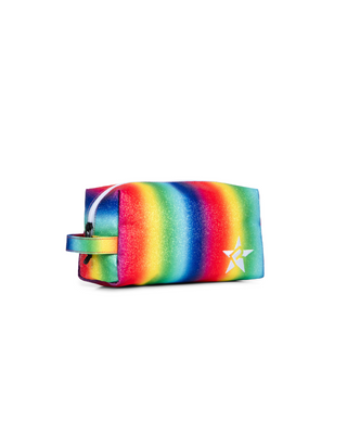 Bright Rainbow Rebel Makeup Bag with White Zipper