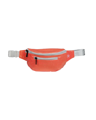Glossy Neon Orange Youth Rebel Fanny Pack with White Zipper