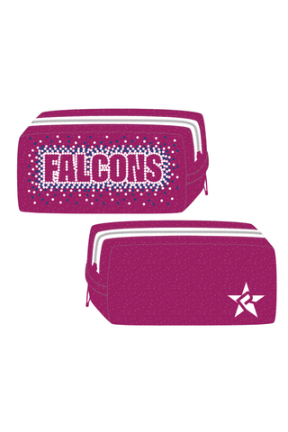 Fuchsia Makeup Bag with White Zipper and Crystal Logo - Aquanis High School - CHEER - CA