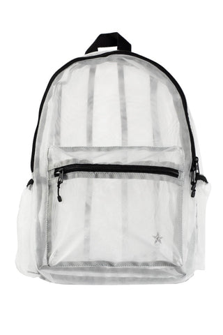White Mesh Rebel Retro Backpack with Black Zipper