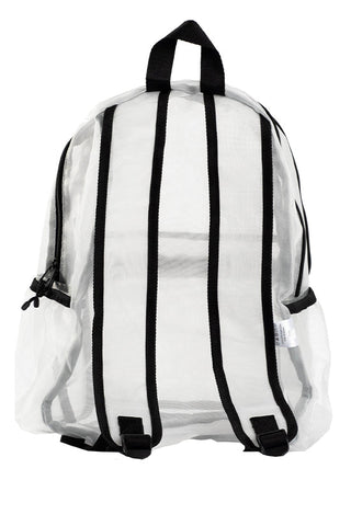 White Mesh Rebel Retro Backpack with Black Zipper