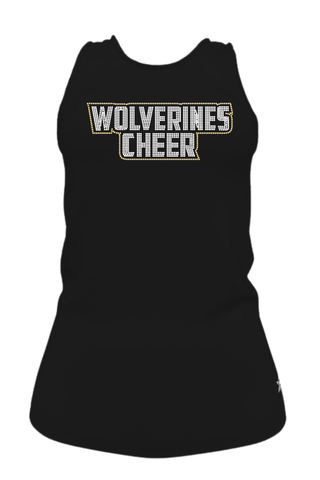 Casual Tank in Black with Windham Wolverines Cheer - NH Logo in Crystal