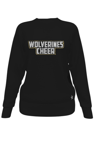 Crewneck Sweatshirt in Black with Windham Wolverines Cheer - NH Logo in Crystal