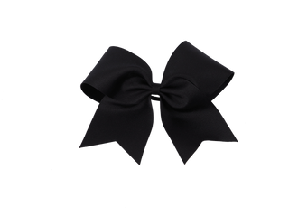 Solid Grosgrain Bow with Tails – Black