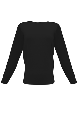 Loose Fitting Long Sleeve T-Shirt with V-Neck in Black