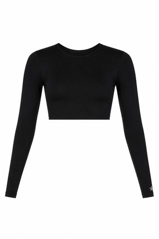 Crew Neck Cropped Bodyliner in Black