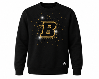 Crewneck Sweatshirt- Black w/ B Crystal logo- Boonville Middle School Cheer