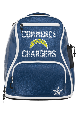 Full Size Dream Bag in Navy with Commerce Chargers MI -Logo in AB/Yellow Crystal