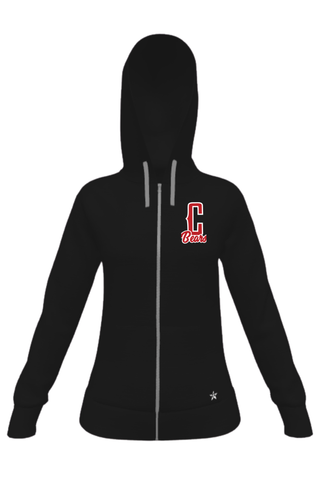 Zip-Up Hoodie in Black with Cottonwood Bears Logo in Matte Screenprint