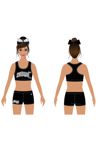 Sports Bra in Black with Crystal Logo - Crown Athletix