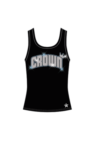 Compression Tank in Black with Crystal Logo - Crown Athletix
