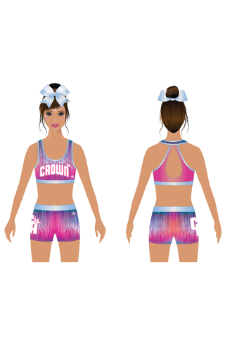 Sports Bra in Pink and Blue Print - Crown Athletix