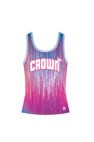 Sports Tank in Pink and Blue Print - Crown Athletix