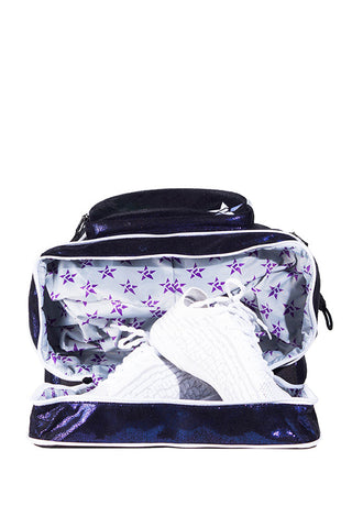 Faux Suede in Midnight Magic Rebel Dream Bag with White Zipper