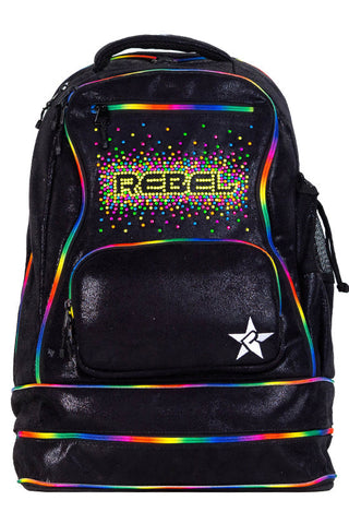 Faux Suede in Black Rebel Dream Bag with Rainbow Rebel Logo Studs