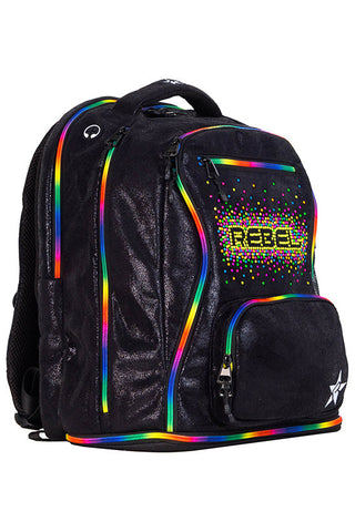 Faux Suede in Black Rebel Dream Bag with Rainbow Rebel Logo Studs