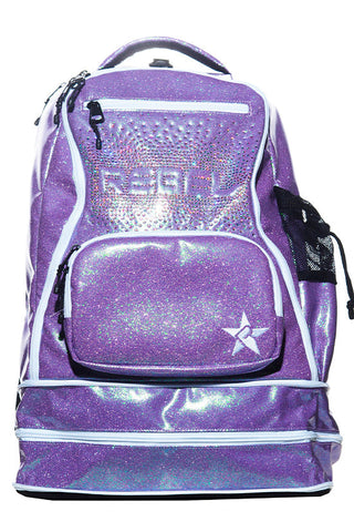 Glossy in Purple Reign Rebel Dream Bag with White Zipper