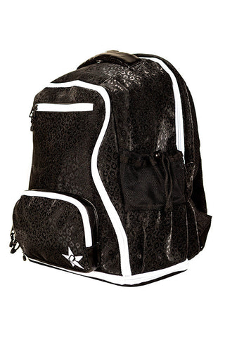 Leopard in Black Rebel Dream Bag Plus with White Zipper