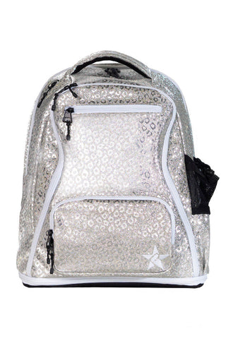 Leopard in Silver Rebel Dream Bag with White Zipper
