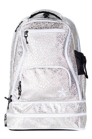 Leopard in Silver Rebel Dream Bag with White Zipper