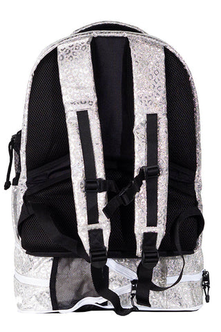 Leopard in Silver Rebel Dream Bag with White Zipper