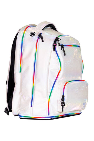 Leopard in Opalescent Rebel Dream Bag with Rainbow Zipper