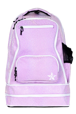 Leopard in Sugar Plum Rebel Dream Bag with White Zipper