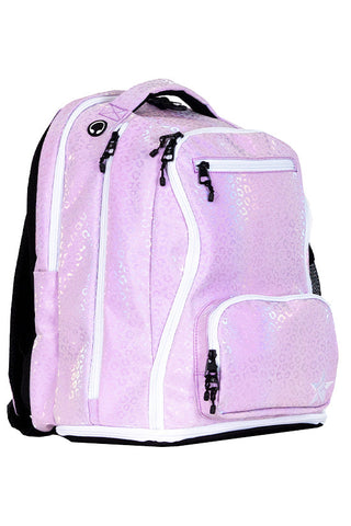 Leopard in Sugar Plum Rebel Dream Bag with White Zipper