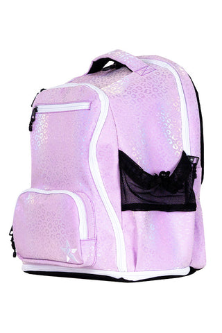 Leopard in Sugar Plum Rebel Dream Bag with White Zipper
