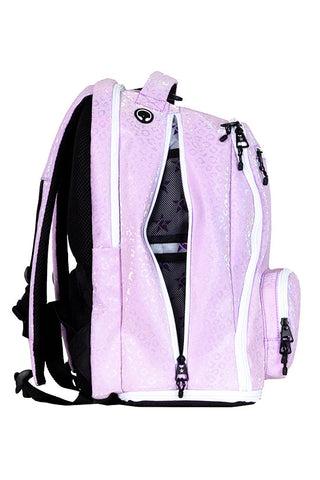 Leopard in Sugar Plum Rebel Dream Bag with White Zipper