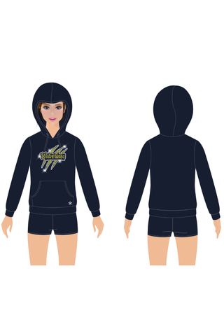 Hoodie With Pockets in Navy Blue with Crystal Logo - Derry Wolverines