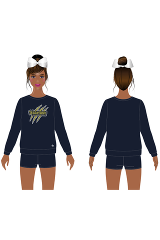 Crewneck Sweatshirt in Navy Blue with Crystal Logo - Derry Wolverines