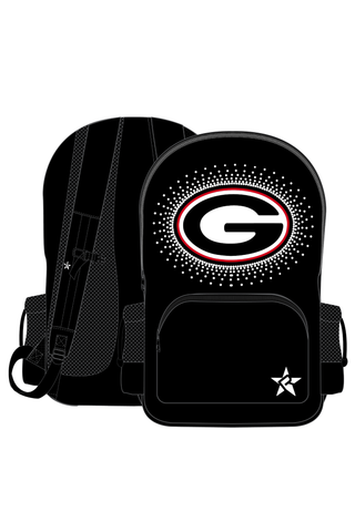 Rebel Raven Backpack in Black with Black Zipper and Applique Logo with Crystals - Glendora Youth