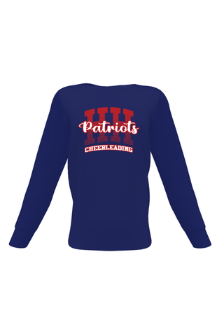 Loose Fitting Long Sleeve T-Shirt with Crew Neck in Navy Blue with Screenprint Logo - Heritage Hills High School Cheer - IN