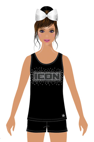 Casual Tank in Black with Jet Crystals - Icon Athletics