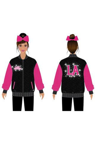 Black Letterman Jacket with Pink Sleeves - Lady Assassins