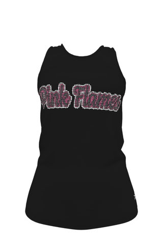 Casual Tank in Black with Pink Flames Logo - Lady Assassins