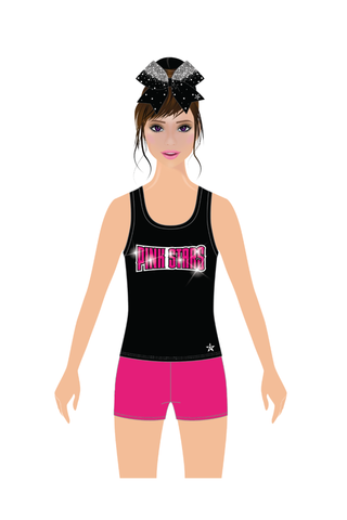 Casual Tank in Black with Pink Stars Crystal Logo - Lady Assassins