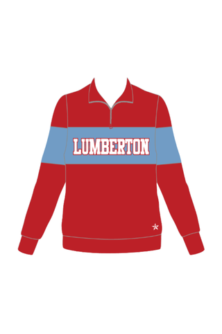 Relaxed Sweatshirt in Red with Blue Stripe - Lumberton Youth Cheer