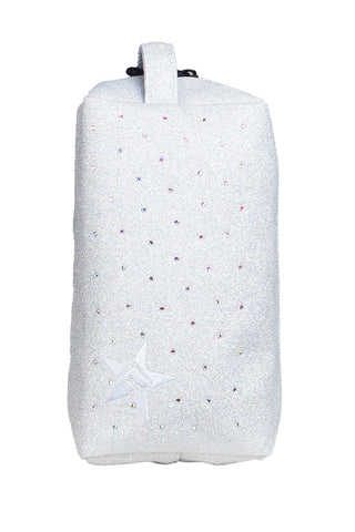Opalescent with Crystal Scatter Rebel Makeup Bag with White Zipper