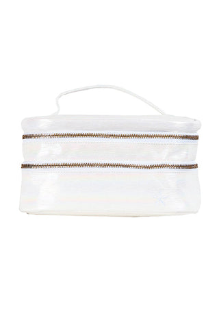 Luster in Cream Rebel Glam & Go Travel Case with White Zipper