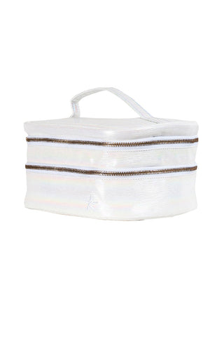 Luster in Cream Rebel Glam & Go Travel Case with White Zipper