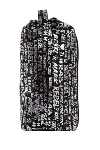 Signature in Black and Silver Rebel Makeup Bag with Black Zipper