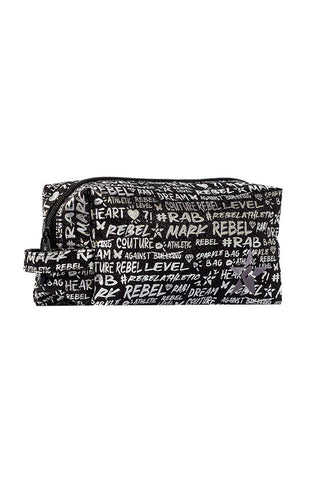 Signature in Black and Silver Rebel Makeup Bag with Black Zipper