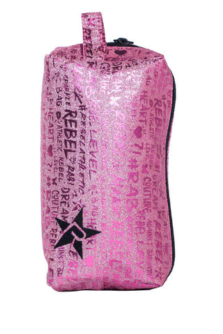 Signature in Pink Rebel Makeup Bag with Black Zipper
